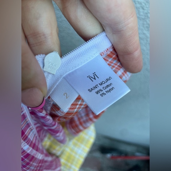 Saint Mojavi The Talavera Tube Dress Tri-Color Plaid Seersucker New with Tags! - Picture 5 of 9